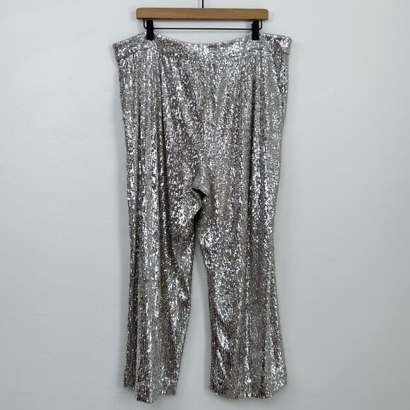 Express Silver Sequin Cropped High-Rise Wide Leg Pants - Picture 10 of 15